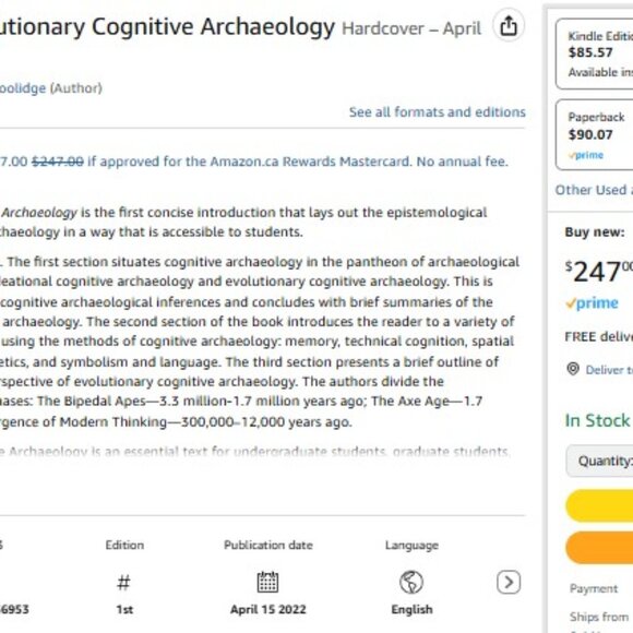 An Introduction to Evolutionary Cognitive Archaeology by Thomas Wynn Hardcover - Picture 2 of 2